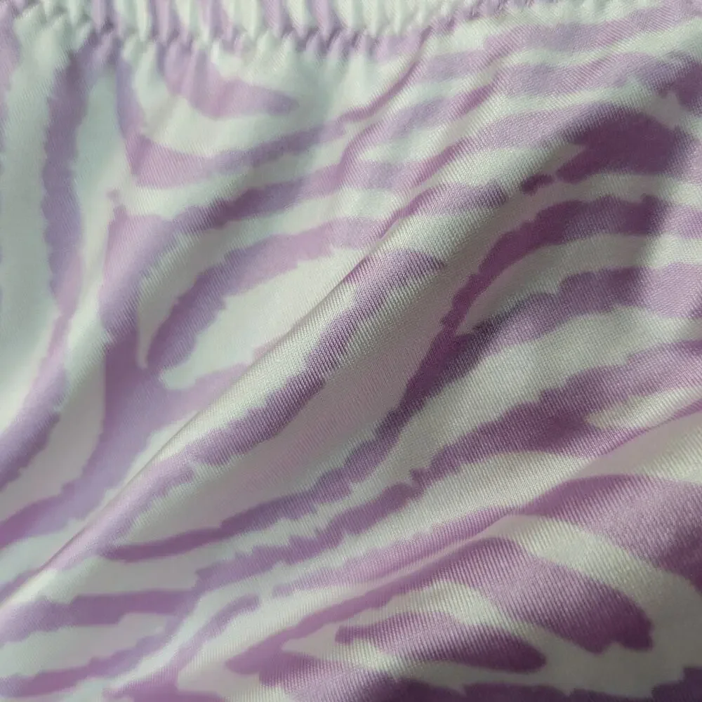 Kendall + Kylie Bikini Bottoms Medium Purple Zebra High Cut Swim Resort Vacation